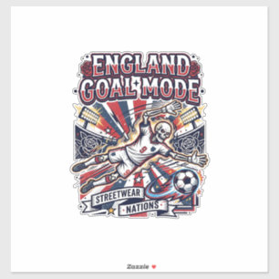 Pegatina Modo Gol de Inglaterra Esqueleto Delantero Nacione