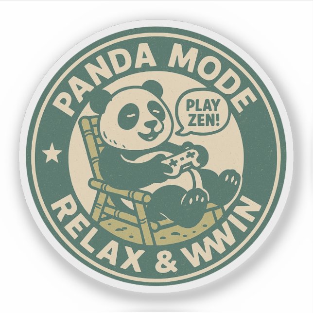 Pegatina Modo Panda Relajarse Ganar Juegos (Anverso)