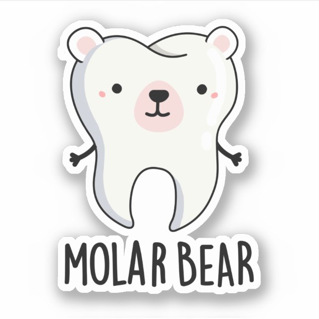 Pegatina Molar Bear Funny Tooth Pun (Anverso)