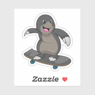 Pegatina Mole como Skater con Skateboard