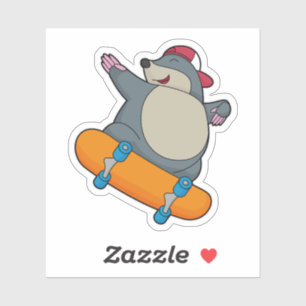 Pegatina Mole como Skater con Skateboard