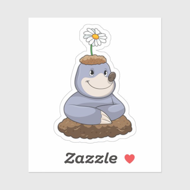 Pegatina Mole con la flor de margarita (Hoja)