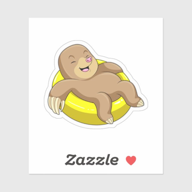 Pegatina Mole en natación con vida (Hoja)