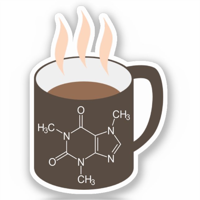 Pegatina Molécula de cafeína (fórmula química) café diverti (Anverso)