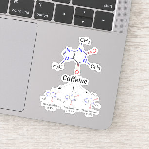Pegatina Molécula de Cafeína (Química Café Átomos) Estudian