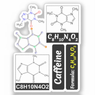 Pegatina Molécula de cafeína (química café) Educación