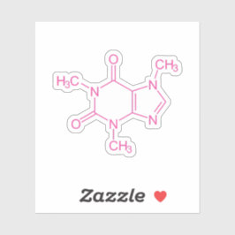 Pegatina Molécula de cafeína rosa