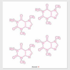 Pegatina Moléculas de cafeína rosa