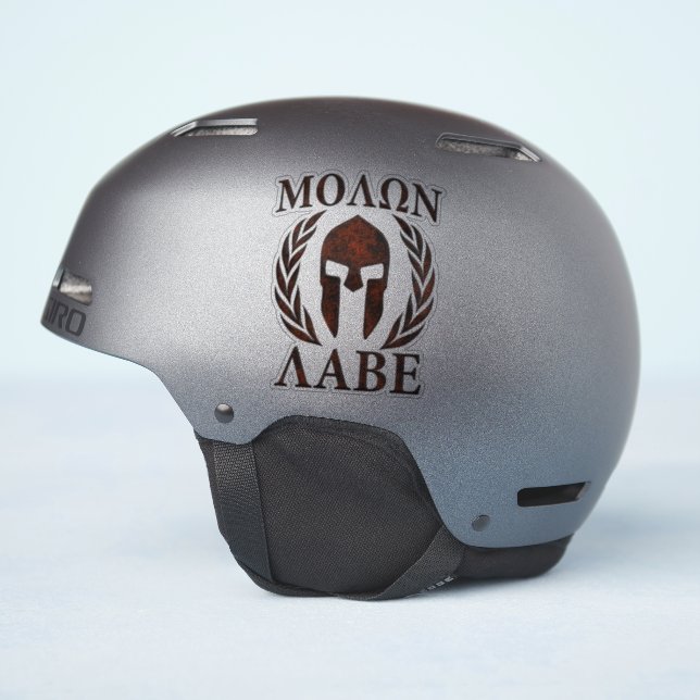 Pegatina Molon Labe Laurels Guerreros Espartanos (Lado del casco)