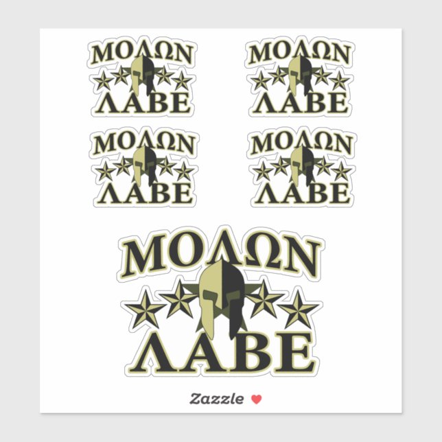 Pegatina Molon Labe Spartan 5 estrellas Olive Green (Hoja)
