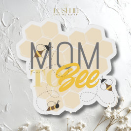 Pegatina Mom TO Be Bee Themed Yellow Honey Comb Babyshower