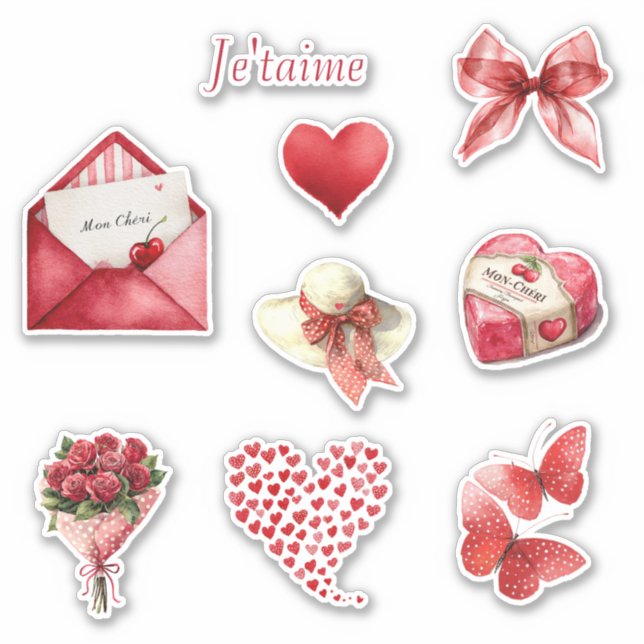 Pegatina Mon Cheri (mi querido) Je'taime (Te amo) (Anverso)