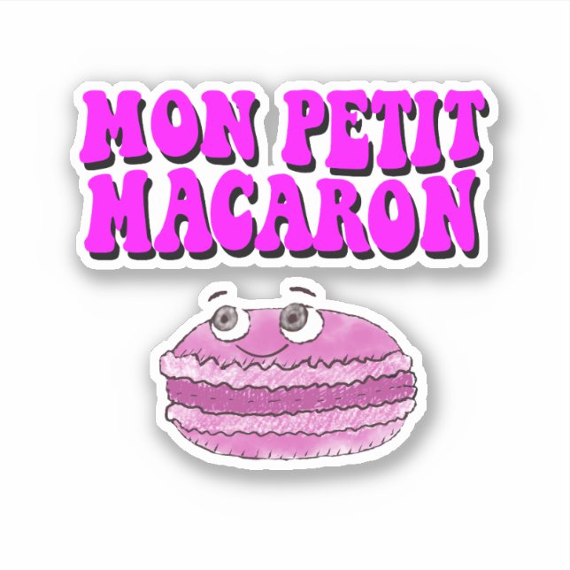 Pegatina Mon Petit Macaron Retro Groovy Textos (Anverso)