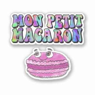 Pegatina Mon Petit Macaron Retro Tie Dye Groovy Textos