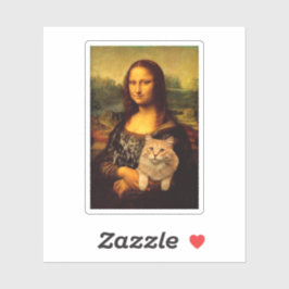 Pegatina Mona Lisa con un gato (piel de gato) Amantes de ma