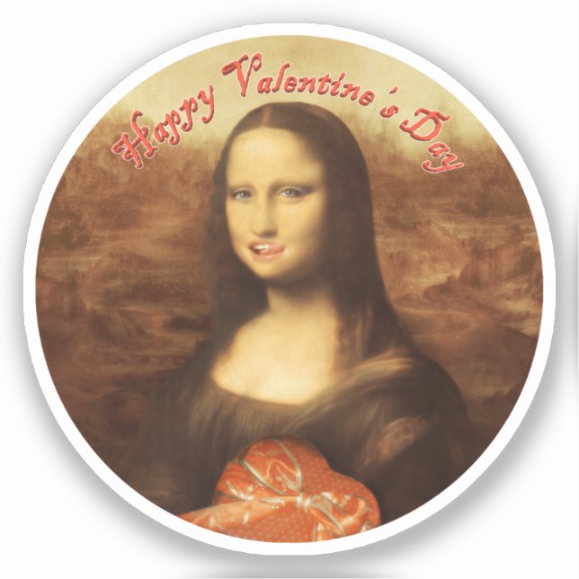 Pegatina Mona Lisa Heart Valentine's Day Kiss (Anverso)
