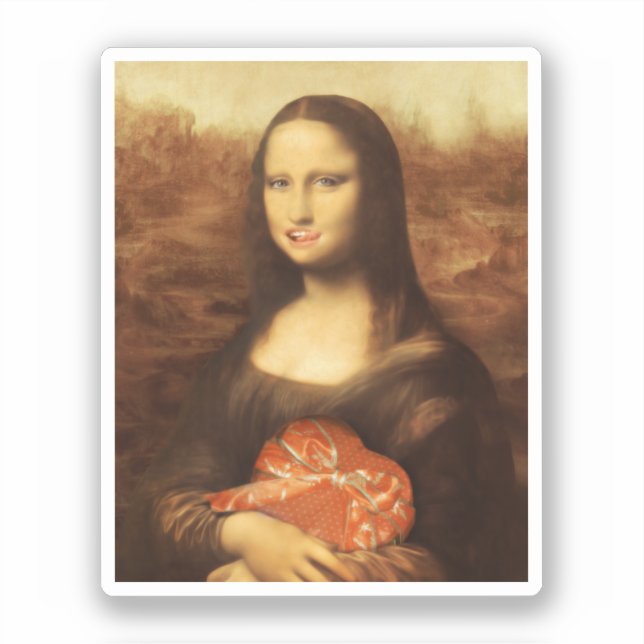 Pegatina Mona Lisa Heart Valentine's Day Kiss (Anverso)