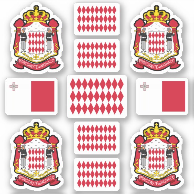 Pegatina Monacan state symbols / coat of arms and flag (Anverso)