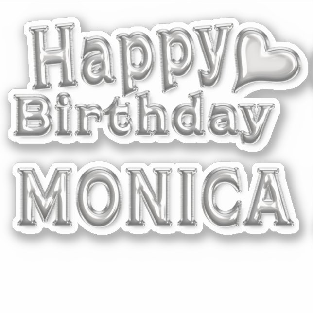 Pegatina Monica Happy Birthday silver Aufkleber Sticker (Anverso)