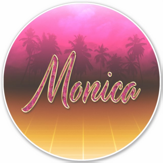 Pegatina Monica Vorname Name golden pink Aufkleber Sticker (Anverso)