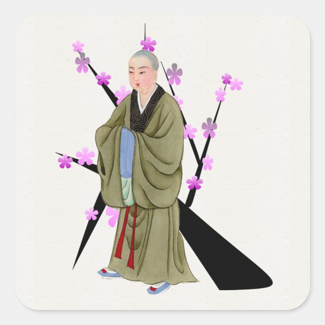 Pegatina monje budista (Anverso)