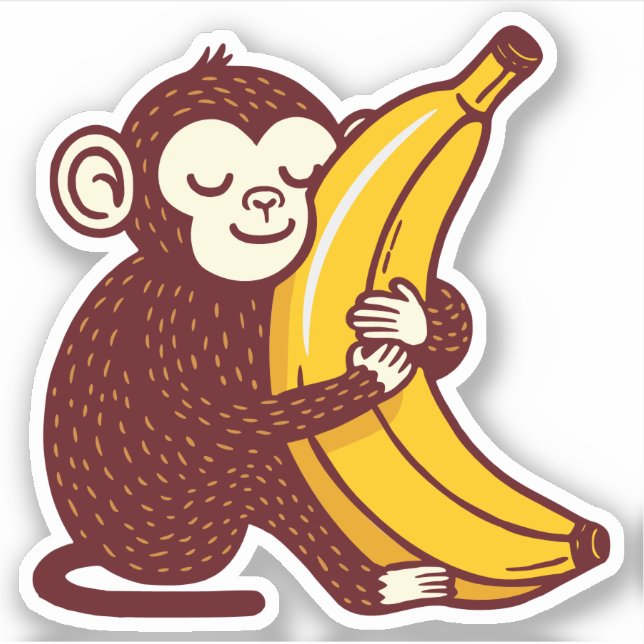 Pegatina Monkey Love Banana (Anverso)