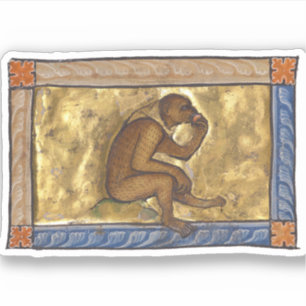 Pegatina Mono Bestiario Medieval c. 1270