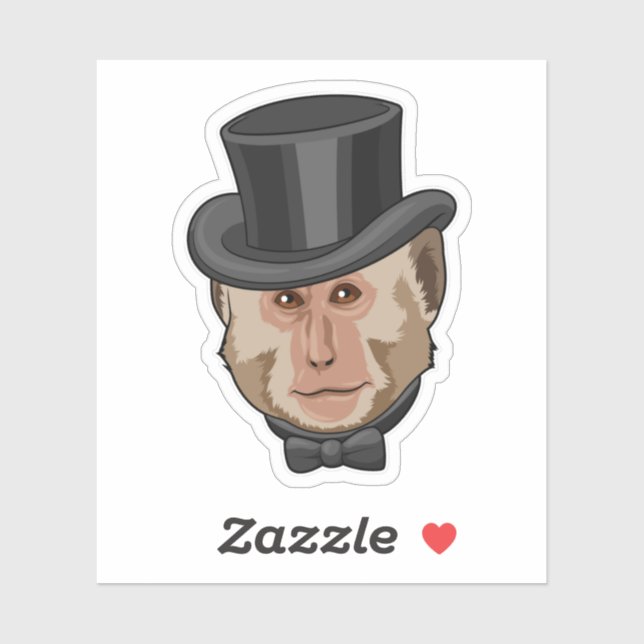 Pegatina Mono con cilindro (Hoja)