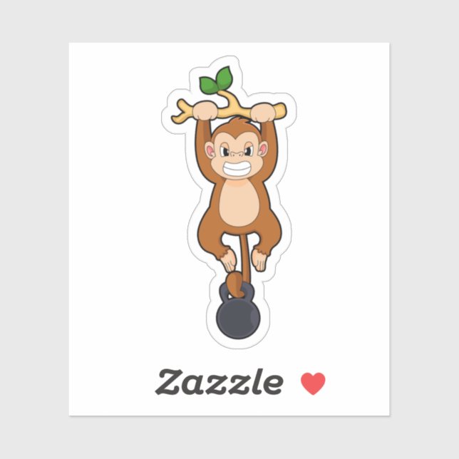 Pegatina Mono en entrenamiento de fuerza con Dumbbell (Hoja)