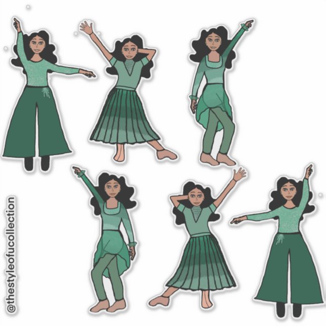 Pegatina Monocromo Bailarín de menta #2 (Anverso)