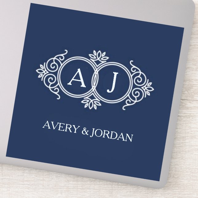 Pegatina Monogram initials wedding  frame minimal design  (Detalle)