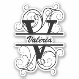 Pegatina Monogram letter with swirls ; space for your name