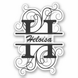 Pegatina Monogram letter with swirls ; space for your name