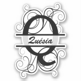 Pegatina Monogram letter with swirls ; space for your name