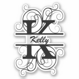 Pegatina Monogram letter with swirls ; space for your name