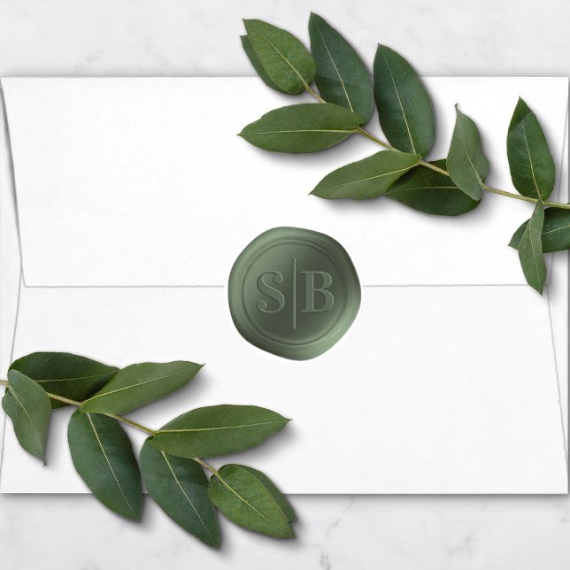 Pegatina Monograma Boda de sellos de cera verde fo (Subido por el creador)