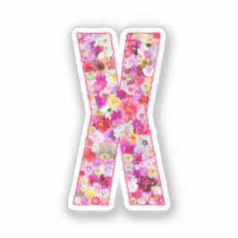 Pegatina Monograma Botánico Rosa Letra Floral Inicial X