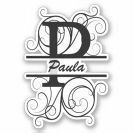 Pegatina Monograma con remolinos ; espacio para tu nombre