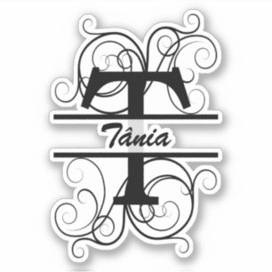 Pegatina Monograma con remolinos ; espacio para tu nombre