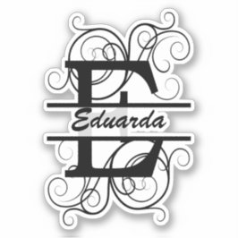 Pegatina Monograma con remolinos ; espacio para tu nombre