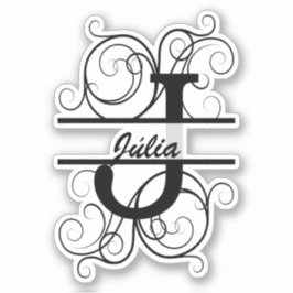 Pegatina Monograma con remolinos ; espacio para tu nombre