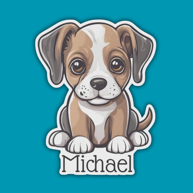 Pegatina Monograma de cachorro de ojos anchos impermeable (Subido por el creador)