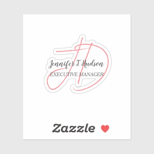 Pegatina Monograma de escritura clásica de moda (Hoja)