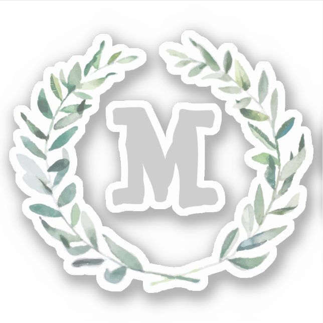 Pegatina Monograma de floral personalizado (Anverso)