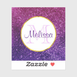 Pegatina Monograma de guijarros Purpurinas de esparcido ros