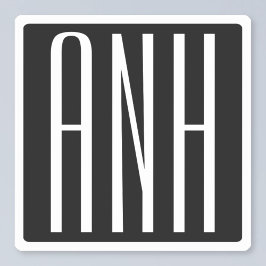 Pegatina Monograma de Iniciales | Blanco sobre negro