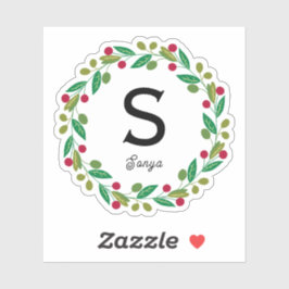 Pegatina Monograma de la flor de navidad, corte de vinilo