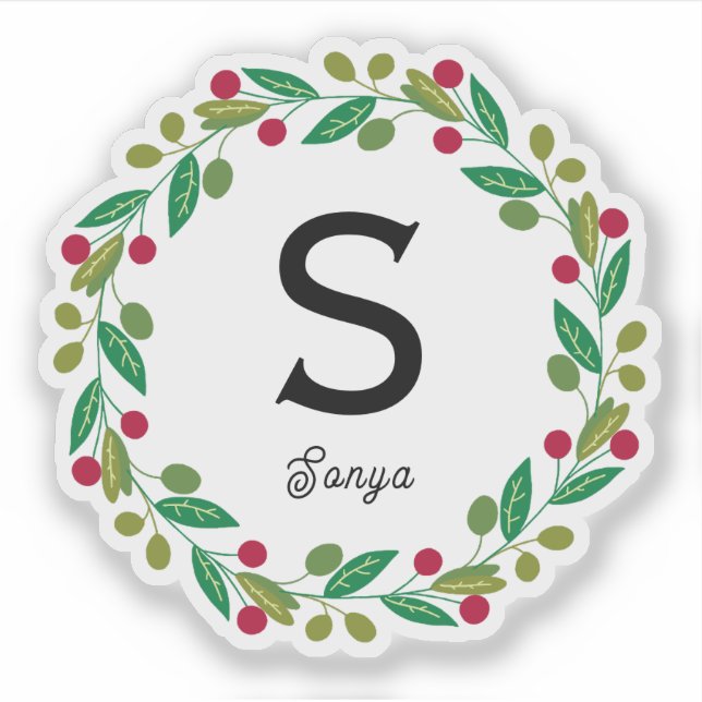Pegatina Monograma de la flor de navidad, corte de vinilo (Anverso)