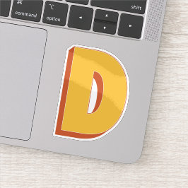 Pegatina Monograma de letra D, tipo de letra inicial 3D neg