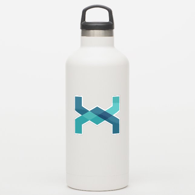 Pegatina Monograma de letra X clásica azul (Botella de agua)